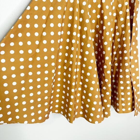 Caroline Constas Dina Mini Dress Polka Dot Short Sleeve Button Front Sand Large - Picture 6 of 11